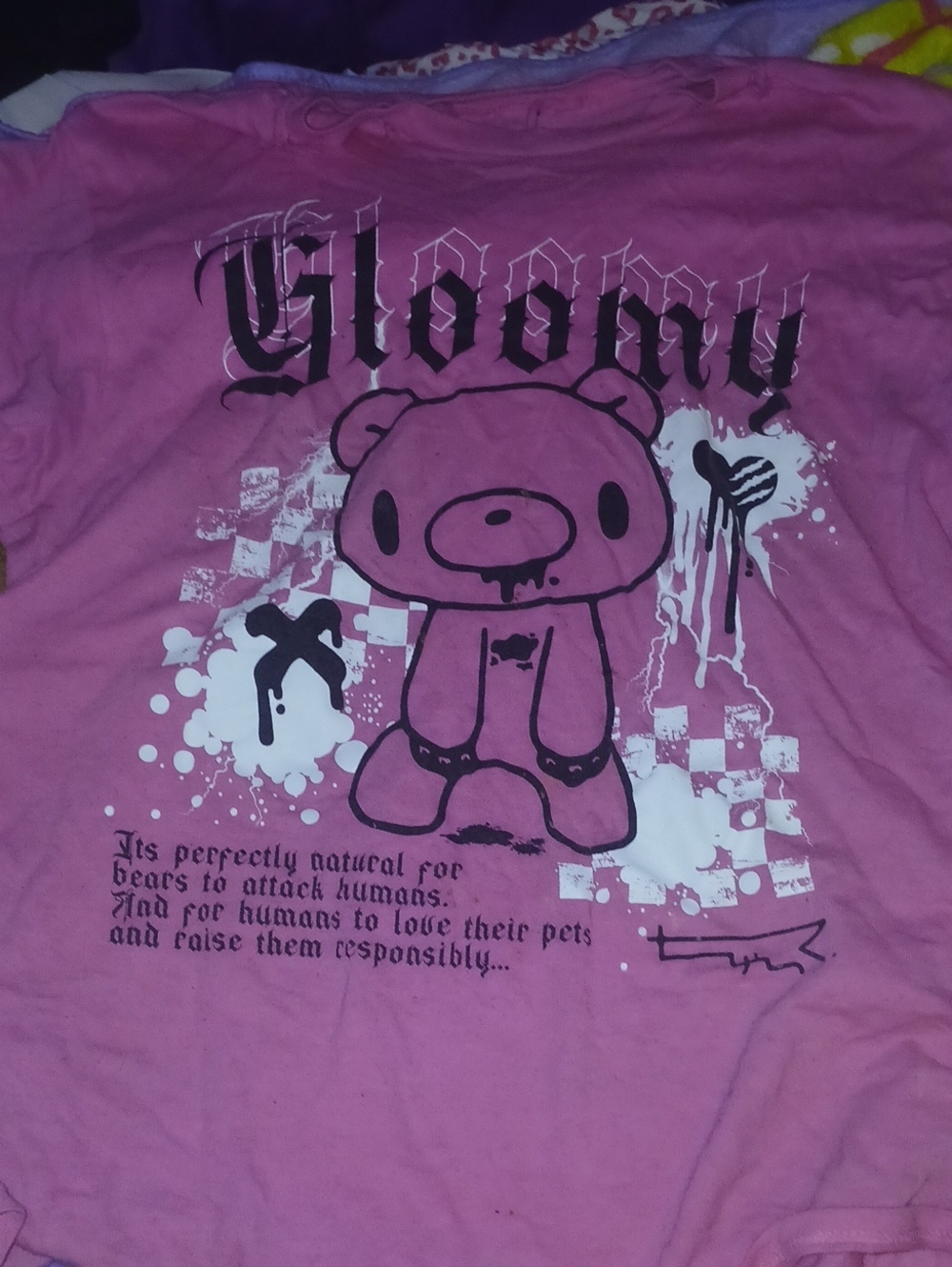 Gloomy Graphic Short Sleeve Tee - Pink